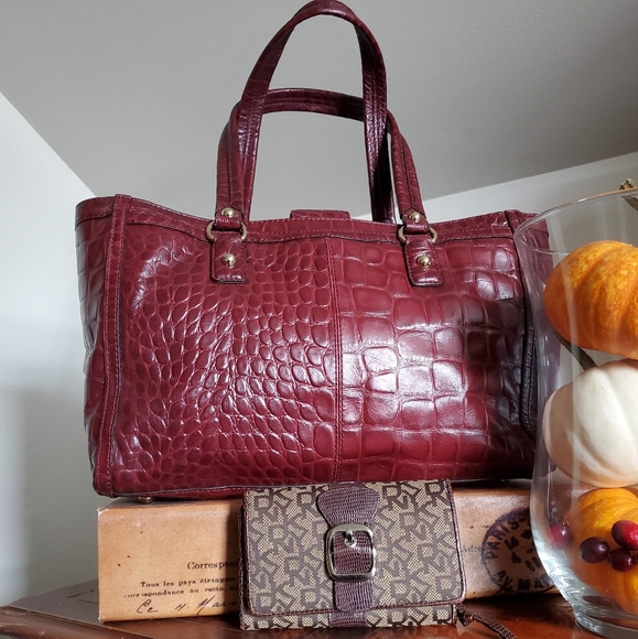 Large DKNY red croc satchel - Picture 2 of 13